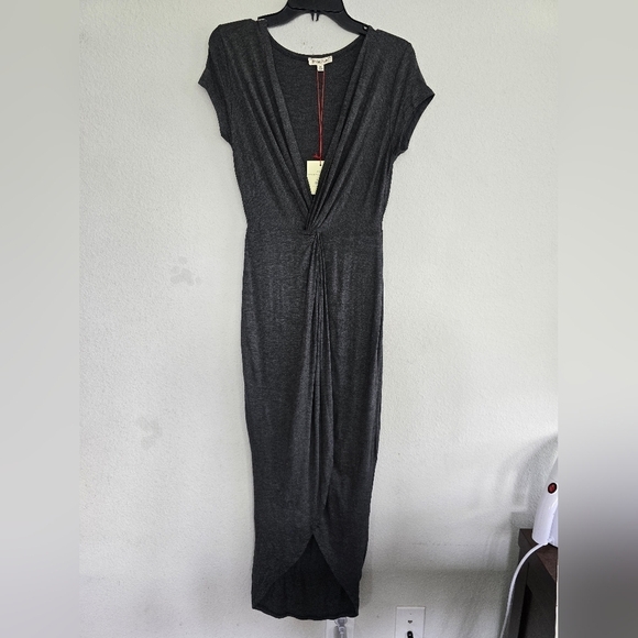 Rolla Coster Wrap Dress Size Medium Women Gray Midi Short Sleeve - Picture 2 of 12